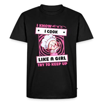 Chef cuisinier mignon - T-shirt Premium bio Homme - noir - Devant - Nico (187cm)