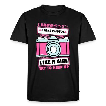 Photographer Photography Camera Girl - Men's Premium Organic T-Shirt - black - Front - Nico (187cm)