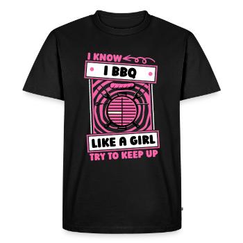 BBQ Girls - Men's Premium Organic T-Shirt - black - Front - Nico (187cm)
