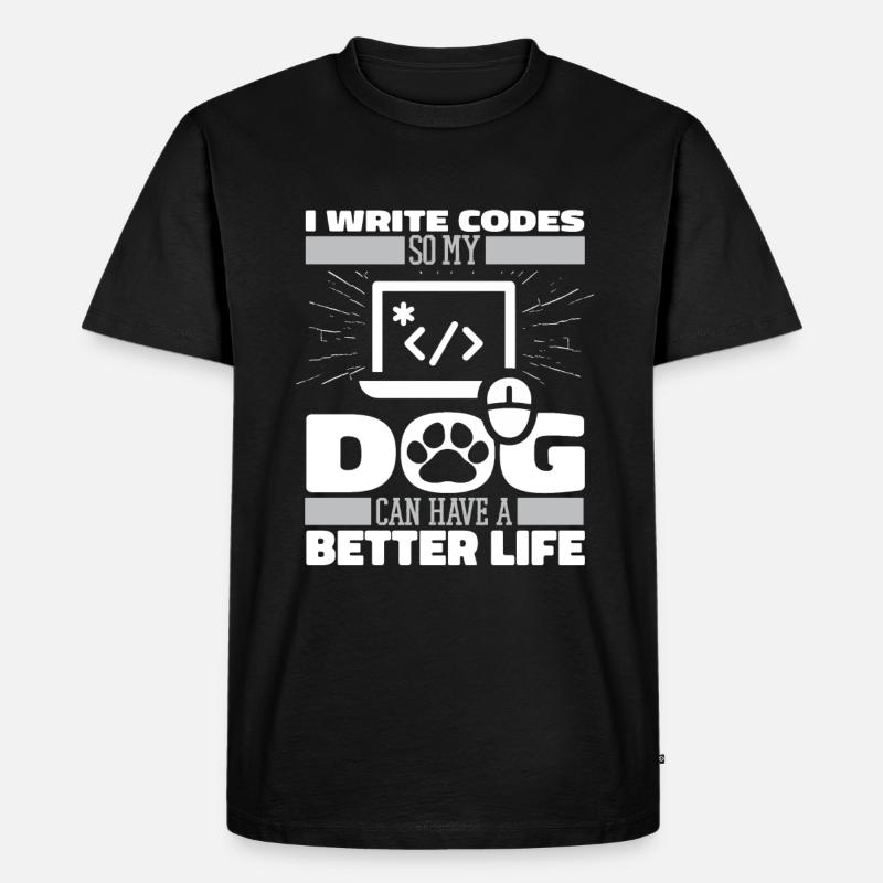 Entwickler Coder Programmierer Hund - Männer Premium Bio T-Shirt - Schwarz