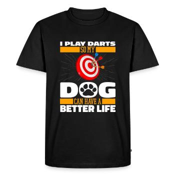 Fléchettes Joueur de fléchettes Chien - T-shirt Premium bio Homme - noir - Devant - Nico (187cm)