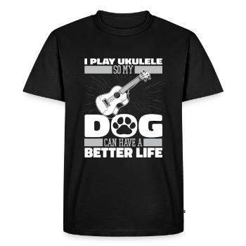Ukulele Dog - Men's Premium Organic T-Shirt - black - Front - Nico (187cm)