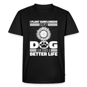 Chien tournesol - T-shirt Premium bio Homme - noir - Devant - Nico (187cm)