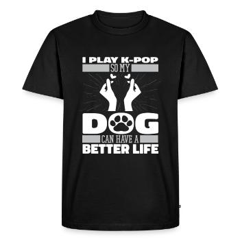 K Pop Kpop Chien pop coréen - T-shirt Premium bio Homme - noir - Devant - Nico (187cm)