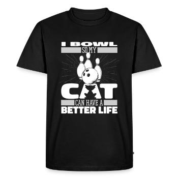 Bowling Bowling Bowler Cat - Men's Premium Organic T-Shirt - black - Front - Nico (187cm)