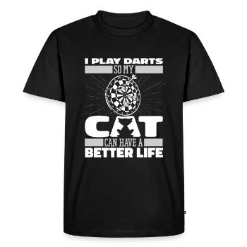 Fléchettes Joueur de fléchettes Chat - T-shirt Premium bio Homme - noir - Devant - Nico (187cm)