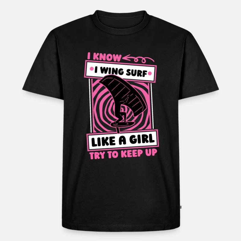 Wing Surf Wing Foil Mädchen - Männer Premium Bio T-Shirt - Schwarz