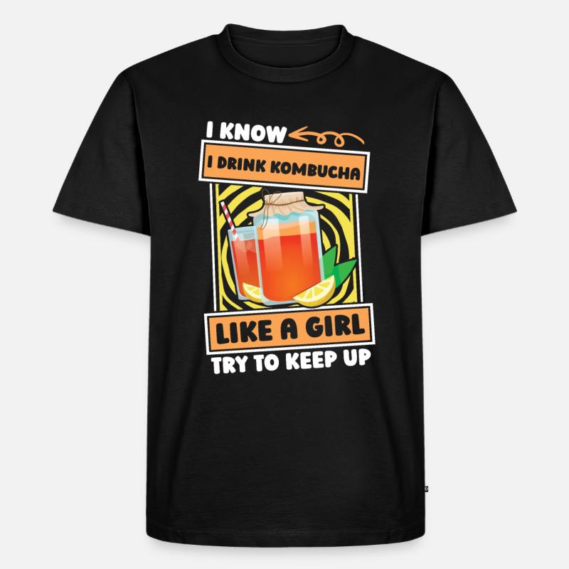 Kombucha Mädchen - Männer Premium Bio T-Shirt - Schwarz