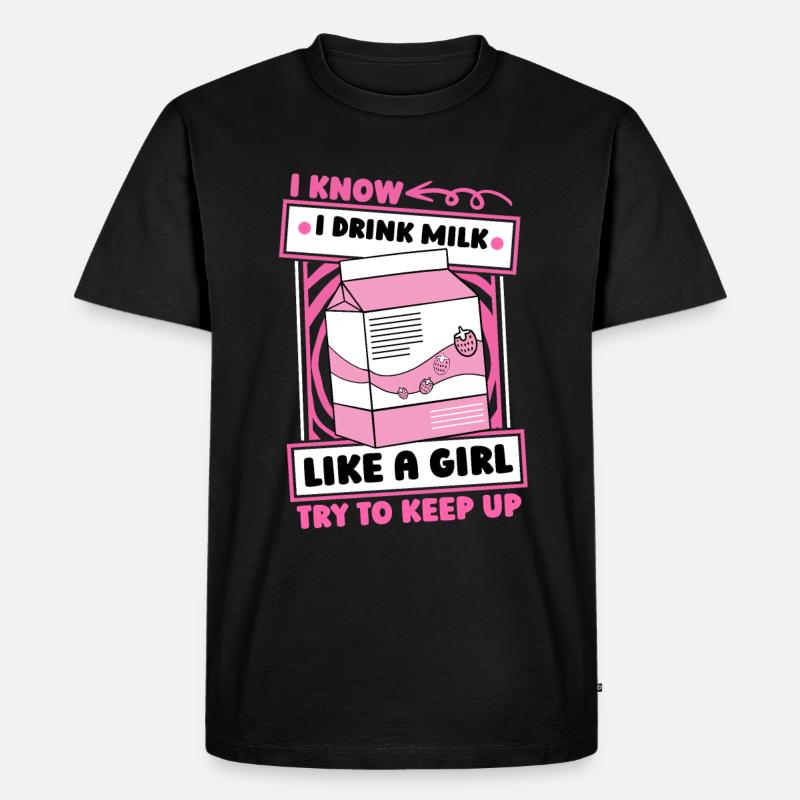 Kuh Milch Mädchen - Männer Premium Bio T-Shirt - Schwarz