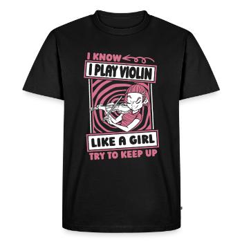 Violin Violin Funny - Men's Premium Organic T-Shirt - black - Front - Nico (187cm)