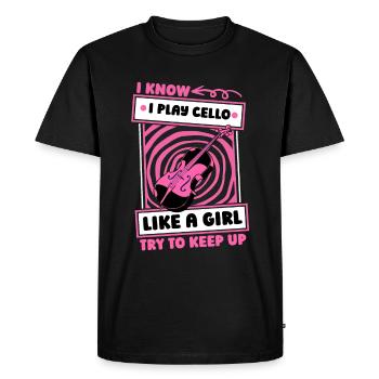 Violoncelle Violoncelliste Fille - T-shirt Premium bio Homme - noir - Devant - Nico (187cm)