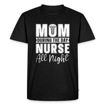 Maman infirmière - T-shirt Premium bio Homme - noir - Devant - Nico (187cm)