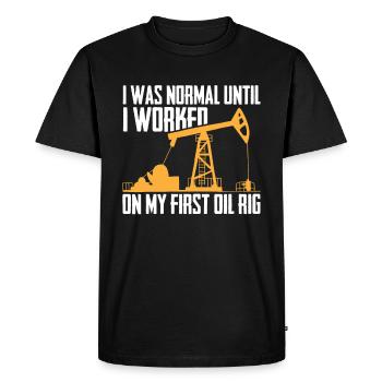 Plate-forme pétrolière sarcastique - T-shirt Premium bio Homme - noir - Devant - Nico (187cm)