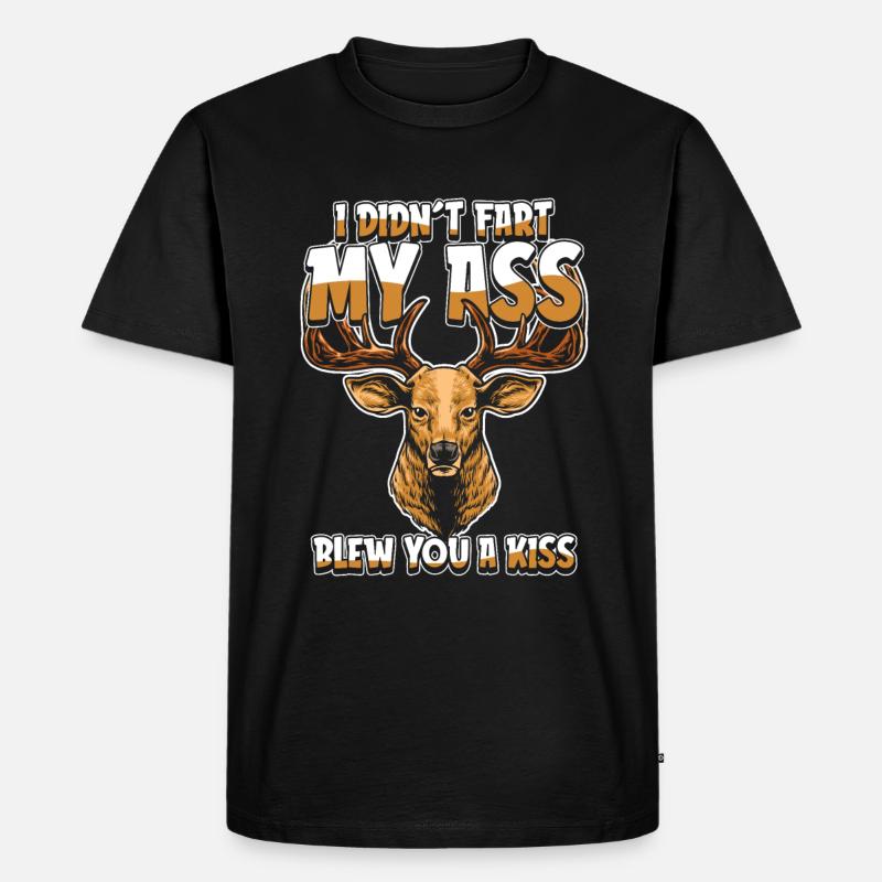 Hirsch Witzig - Männer Premium Bio T-Shirt - Schwarz