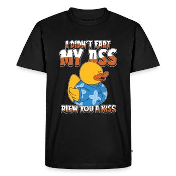 Humour de canard Je n’ai pas pété mes fesses t’a soufflé un baiser - T-shirt Premium bio Homme - noir - Devant - Nico (187cm)