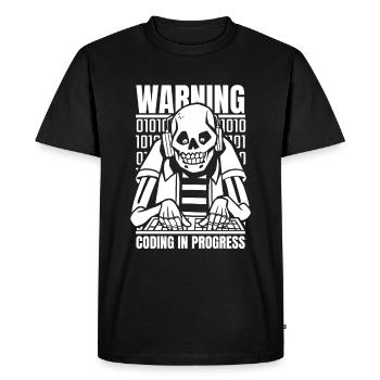 Avertissement pour le programmeur Developer Coder - T-shirt Premium bio Homme - noir - Devant - Nico (187cm)
