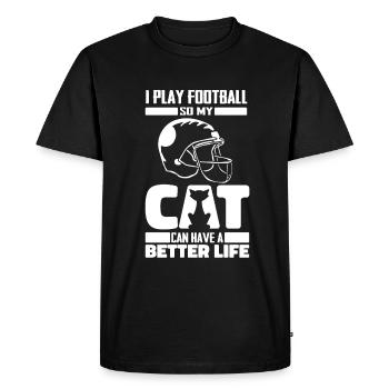 Chat de football américain - T-shirt Premium bio Homme - noir - Devant - Nico (187cm)