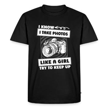 Photographer Photography Camera Girl - Men's Premium Organic T-Shirt - black - Front - Nico (187cm)