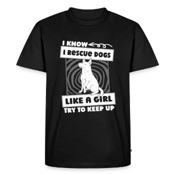 Dog Rescue Dog Girl - Men's Premium Organic T-Shirt - black - Front - Nico (187cm)