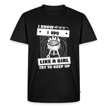 BBQ Girls - Men's Premium Organic T-Shirt - black - Front - Nico (187cm)