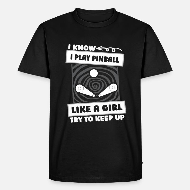 Pinball Mädchen - Männer Premium Bio T-Shirt - Schwarz