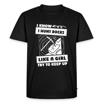 Géologue Collectionneuse de pierres - T-shirt Premium bio Homme - noir - Devant - Nico (187cm)