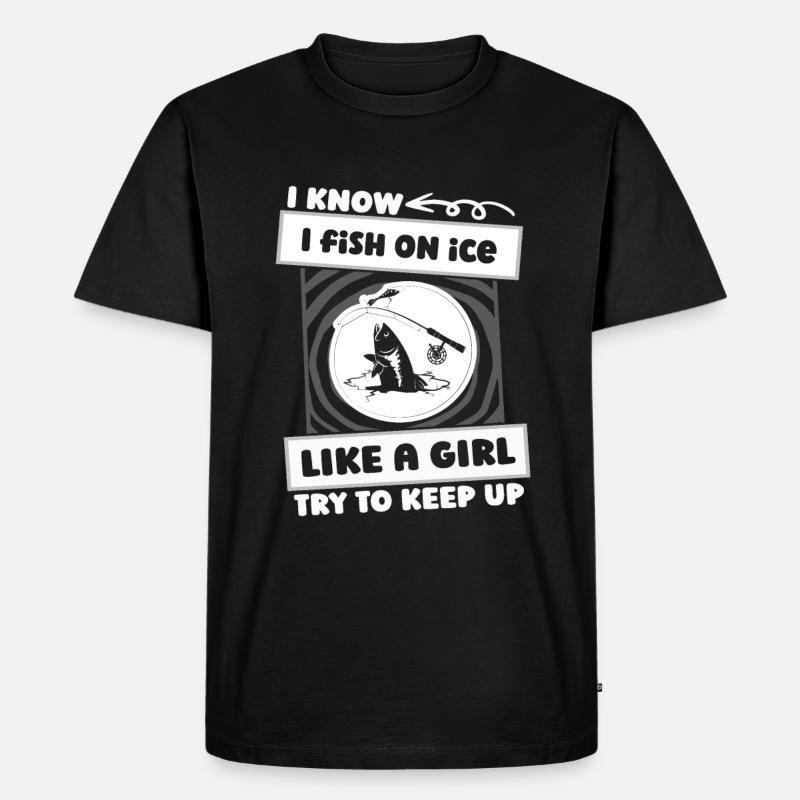 Eisfischen Eisangeln Mädchen - Männer Premium Bio T-Shirt - Schwarz