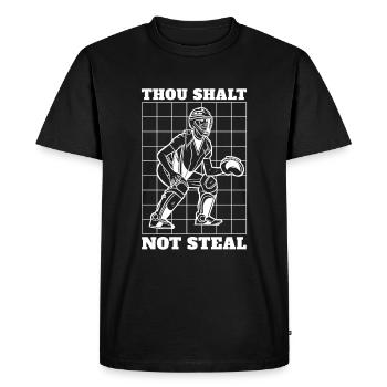 Receveur de balle molle Tu ne voleras pas - T-shirt Premium bio Homme - noir - Devant - Nico (187cm)