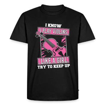 Violin Violin Funny - Men's Premium Organic T-Shirt - black - Front - Nico (187cm)