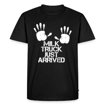 Lait de vache Drôle de wagon de lait - T-shirt Premium bio Homme - noir - Devant - Nico (187cm)