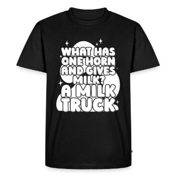 Cow Milk Funny Milk Truck - Men's Premium Organic T-Shirt - black - Front - Nico (187cm)