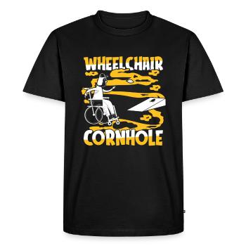 Cornhole Blind Hole Game Wheelchair - Men's Premium Organic T-Shirt - black - Front - Nico (187cm)