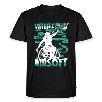 Fauteuil roulant Airsoft - T-shirt Premium bio Homme - noir - Devant - Nico (187cm)
