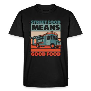 Cuisine de rue - T-shirt Premium bio Homme - noir - Devant - Nico (187cm)