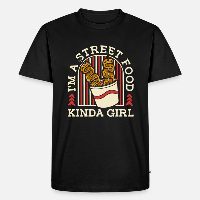 Straßenessen Mädchen - Männer Premium Bio T-Shirt - Schwarz