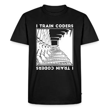 Developer Coder Programmer Calculator - Men's Premium Organic T-Shirt - black - Front - Nico (187cm)