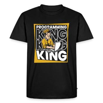 Développeur Coder Programmeur King - T-shirt Premium bio Homme - noir - Devant - Nico (187cm)
