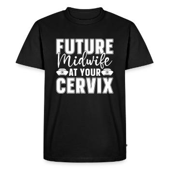 Sage-femme Col de l’utérus Futur sage-femme - T-shirt Premium bio Homme - noir - Devant - Nico (187cm)
