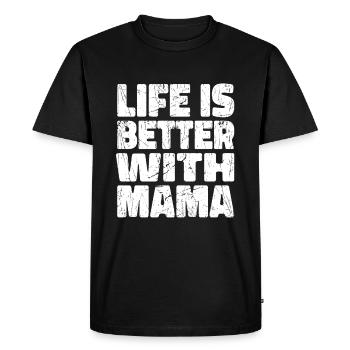 Maman murmure La vie est meilleure avec ma maman - T-shirt Premium bio Homme - noir - Devant - Nico (187cm)