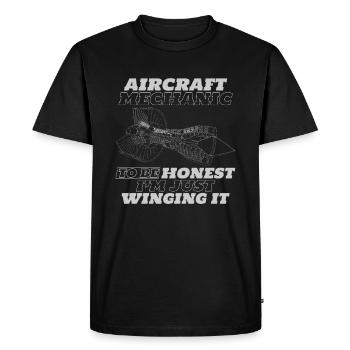 Humour mécanicien d’avion - T-shirt Premium bio Homme - noir - Devant - Nico (187cm)
