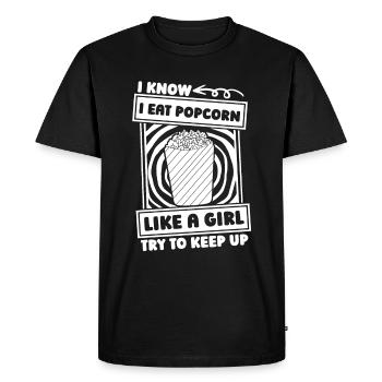 popcorn girl - Men's Premium Organic T-Shirt - black - Front - Nico (187cm)