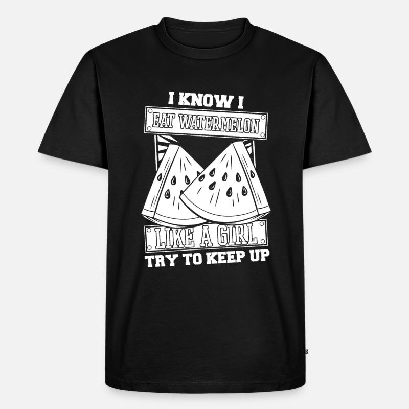 Wassermelone Mädchen - Männer Premium Bio T-Shirt - Schwarz