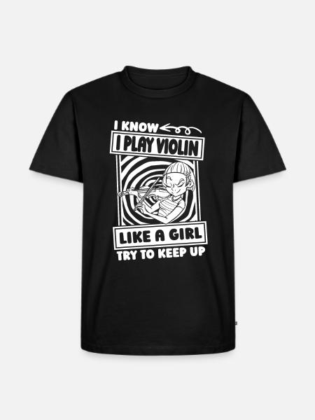 violin fiddle girl - Men's Premium Organic T-Shirt - black