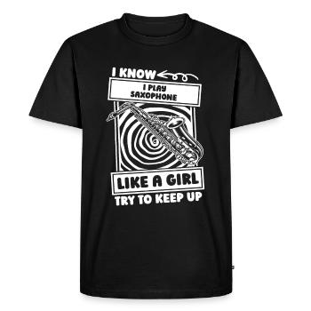 Saxophone Saxophone Girl - T-shirt Premium bio Homme - noir - Devant - Nico (187cm)