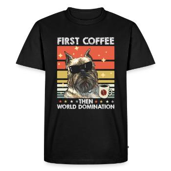 Brussels Griffon Coffee Sunglasses - Men's Premium Organic T-Shirt - black - Front - Nico (187cm)