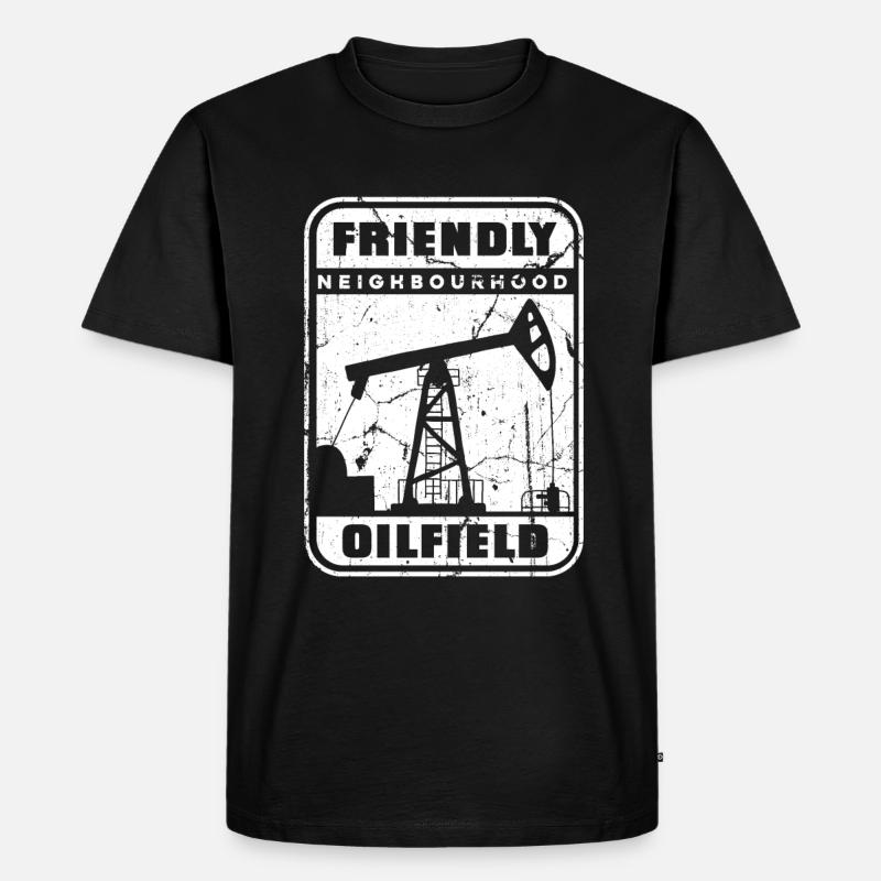 Ölfeld Bohrinsel - Männer Premium Bio T-Shirt - Schwarz