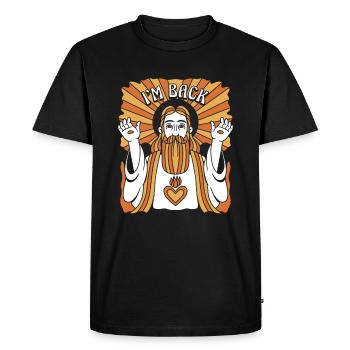 Christ Christianisme drôle Je suis de retour - T-shirt Premium bio Homme - noir - Devant - Nico (187cm)