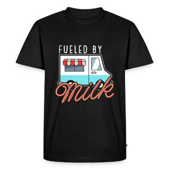 Lait de vache Humour Wagon de lait - T-shirt Premium bio Homme - noir - Devant - Nico (187cm)