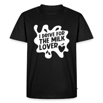 Lait de vache Coeur Lait Wagon - T-shirt Premium bio Homme - noir - Devant - Nico (187cm)