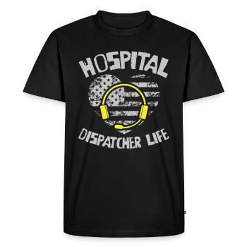 Emergency call control center operations center US flag - Men's Premium Organic T-Shirt - black - Front - Nico (187cm)